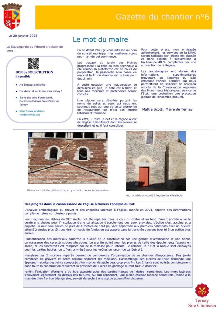 Image du document Gazette du chantier du Prieuré n°6